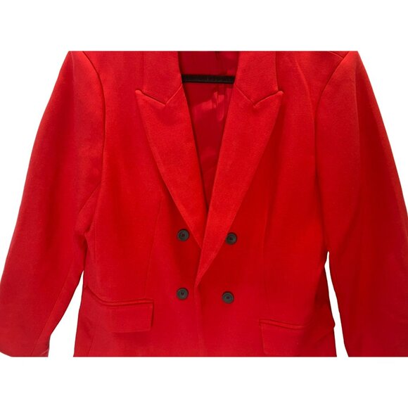Revolve House of Harlow 1960 Womens XL Red Double Breasted Blazer Black Buttons - Picture 3 of 9